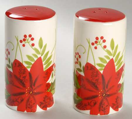 Poinsettia Holly Berry Salt & Pepper Set