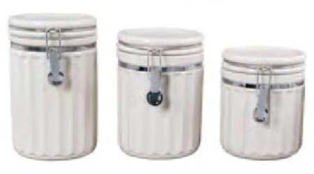 Montcrest White Hinged Lid Canister - Set of 3