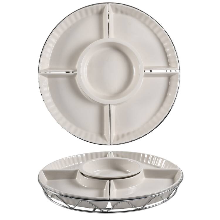 Siena 6pc Lazy Susan (4 Sides, Center Dish & Metal Stand)