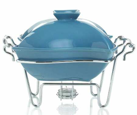 Siena 1 Qt Square Covered Casserole & Metal Stand