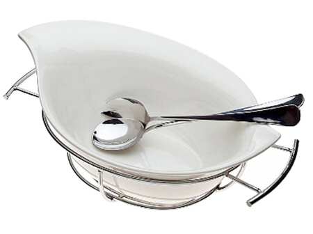 Natural Curve 4pc Salad Set (SB9, Metal Servers & Stand)