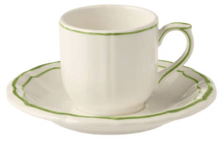Filets Vert (GREEN) Flat Demitasse Cup & Saucer Set