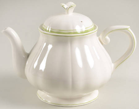 Filets Vert (GREEN) Teapot & Lid by Faiencerie De Gien