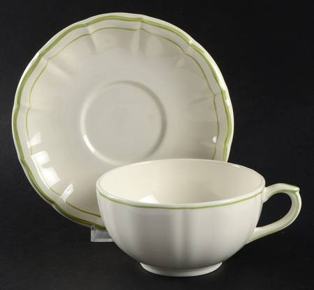 Filets Vert (GREEN) Breakfast Cup & Saucer Set
