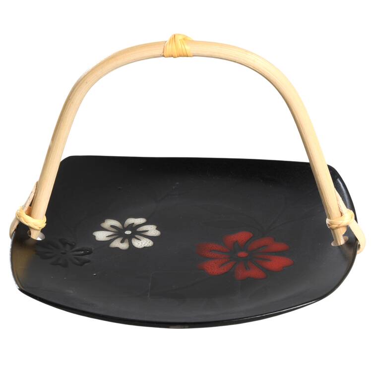 Evening Blossom 5 3/8"-5 5/8" Bamboo Handled Serving Plate  HC