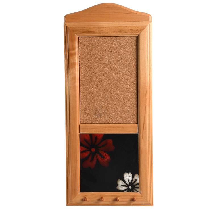 Evening Blossom 15" Natural Wood Memo Board/Key Rack  HC