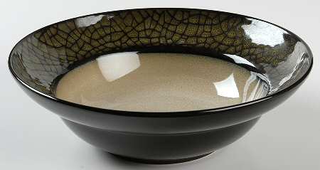 Option Crackle Green Rim Soup Bowl