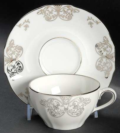 Grisaille Silver Flat Cup & Saucer Set