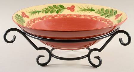 Christmas Memories 14" Pasta/Serving Bowl & Stand