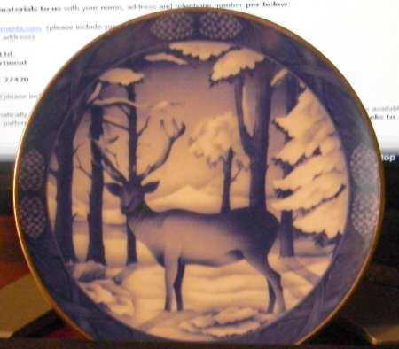 Blue Christmas Deer by Gloria Porcelain