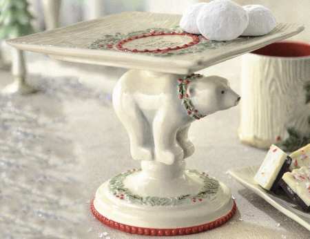 Winter Wilderness 8" Diameter Square Pedestal Cake Stand