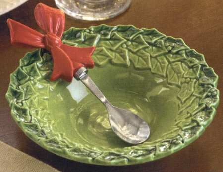 Winterbloom Figural Dip Bowl W/Spoon