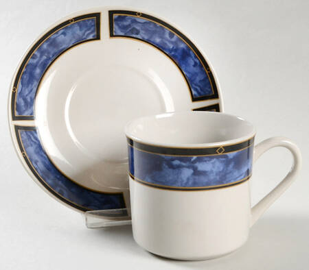 Royal Duchess Blue (Stoneware) Flat Cup & Saucer Set