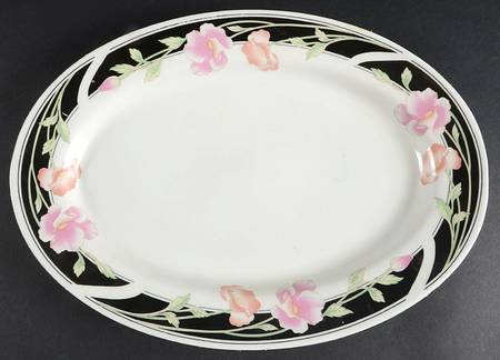Black Satin 14" Oval Serving Platter