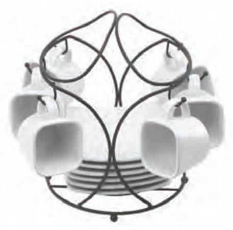 Gracious Dining 13pc Espresso Set (6 Cup & Saucer W/Metal Rack)
