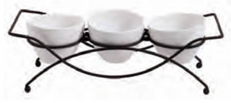 Gracious Dining Condiment Bowl - Set of 3 & Metal Stand