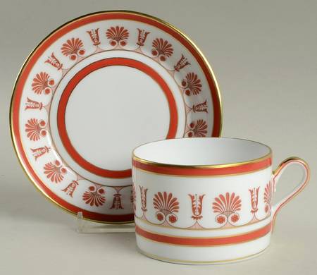 Palmette Scarlatto (Red) Flat Cup & Saucer Set
