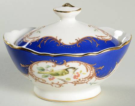Birds Royal Blue Sugar Bowl & Lid