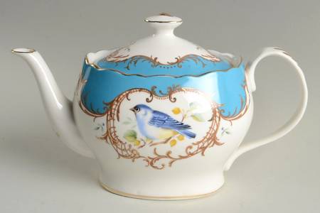 Birds Peacock Blue Teapot & Lid