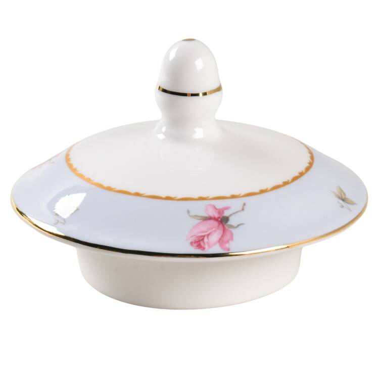 Peony and Strawberry Blue Lid for Tea/Coffee Pot