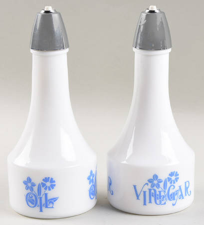 Delft Flower Oil and Vinegar Shakers with Plastic Lids