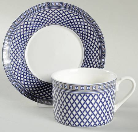 Metro Blue Flat Cup & Saucer Set