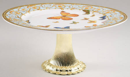 Blue Butterfly Cake Stand with 4"-5" Metal Pedestal  Hc