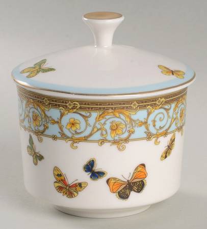 Blue Butterfly Sugar Bowl & Lid
