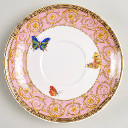 Pink Butterfly Saucer for Individual Teapot & Lid w/Cup & Saucer