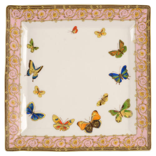 Pink Butterfly Square Salad/Dessert Plate