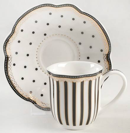 Josephine Black Espresso Cup and Saucer Set