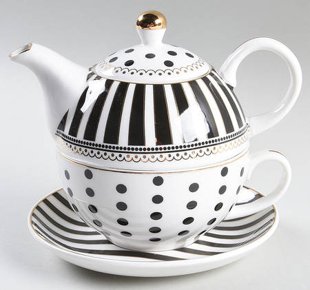 Josephine Black Saucer for Individual Teapot & Lid w/Cup & Saucer