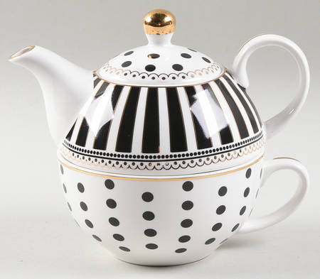 Josephine Black Individual Teapot & Lid with Cup