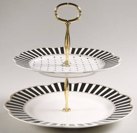 Josephine Black 6 5/8"-10"  2 Tiered Serving Tray (Dp, Sp) HC