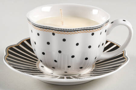 Josephine Black Scented Cup & Saucer Candle-Vanilla  HC