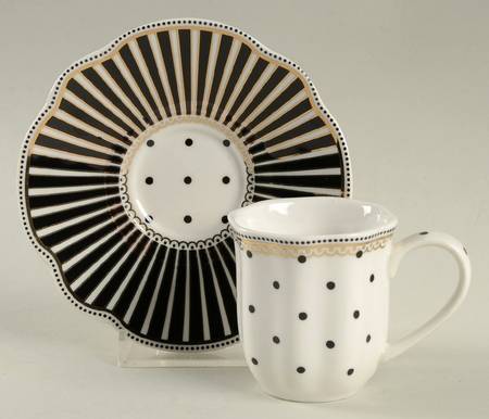 Josephine Black Espresso Cup and Saucer Set