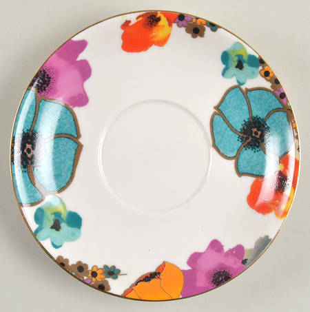 Multi Poppy Saucer for Individual Teapot & Lid w/Cup & Saucer