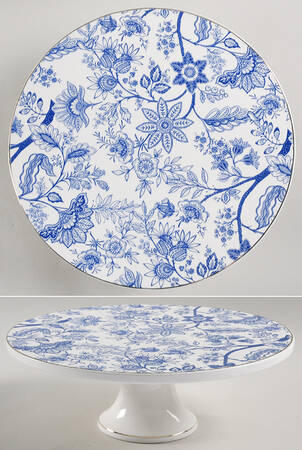 Blue Vine Footed Cake Plate
