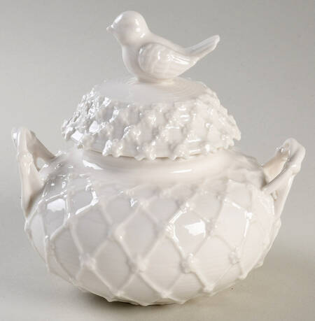 Victorian Bird Sugar Bowl & Lid