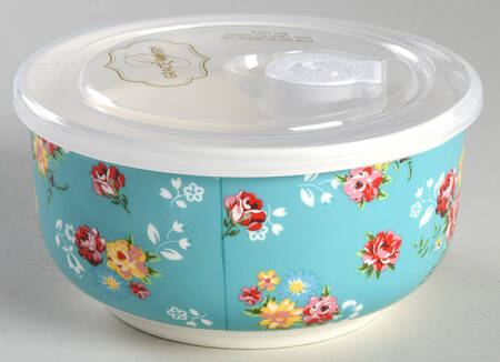 Shabby Rose Turquoise 5" Storage Bowl & Plastic Lid