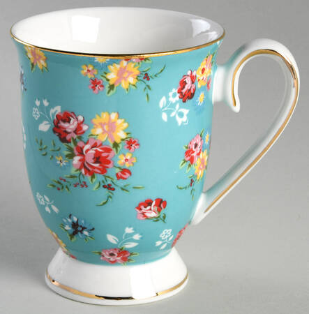 Shabby Rose Turquoise Footed Mug