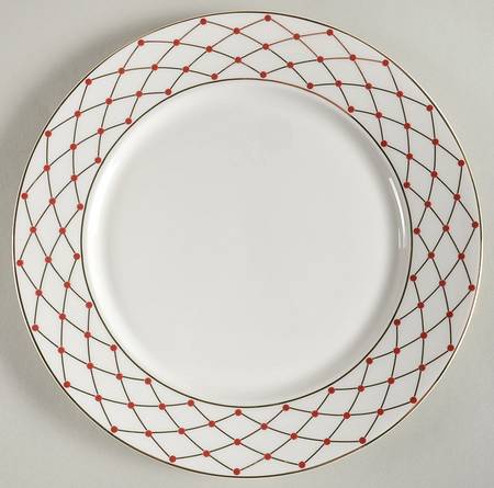 Metallic Trellis Red Salad Plate