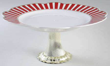 Josephine Red Cake Stand with 4"-5" Metal Pedestal  Hc