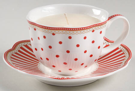 Josephine Red Scented Cup & Saucer Candle-Ocean  HC
