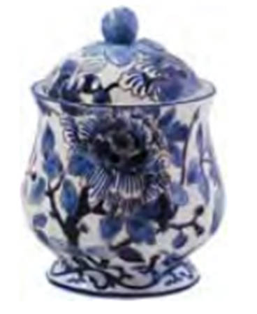 Pivoines Bleues Sugar Bowl & Lid