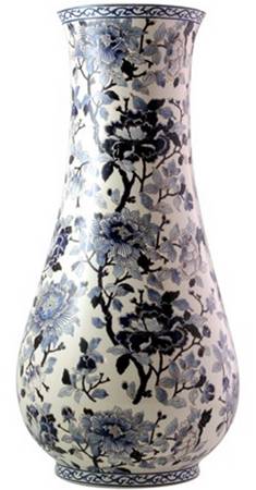 Pivoines Bleues 24" Vase