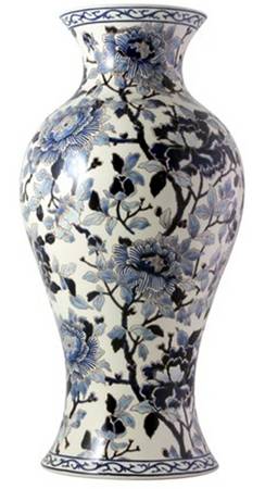 Pivoines Bleues 18" Vase