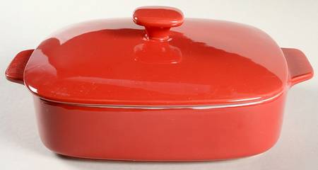Bistro Red 2 Quart Square Casserole with Ceramic Lid