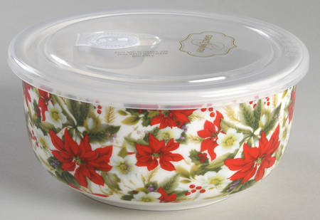 Poinsettia Chintz 6" Storage Ceramic Bowl