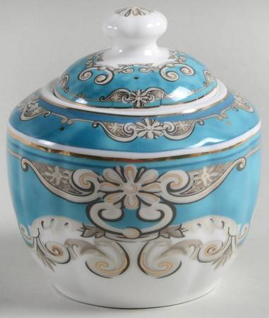 Venetian Turquoise Sugar Bowl & Lid